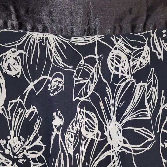 Jacqui E Black & Beige Floral Skirt With Tiered Ruffle Hem - Picture 2 of 7